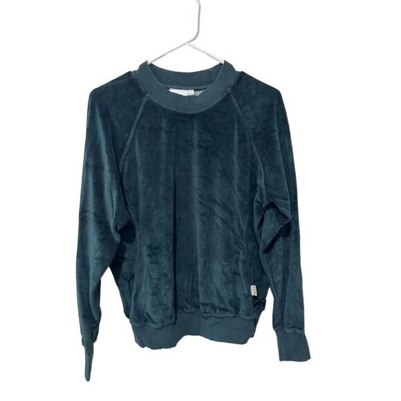 Good American Sweaters - Good American Velvet Crew Neck Long Sleeve Pullover Sweater Emerald Green Size 1